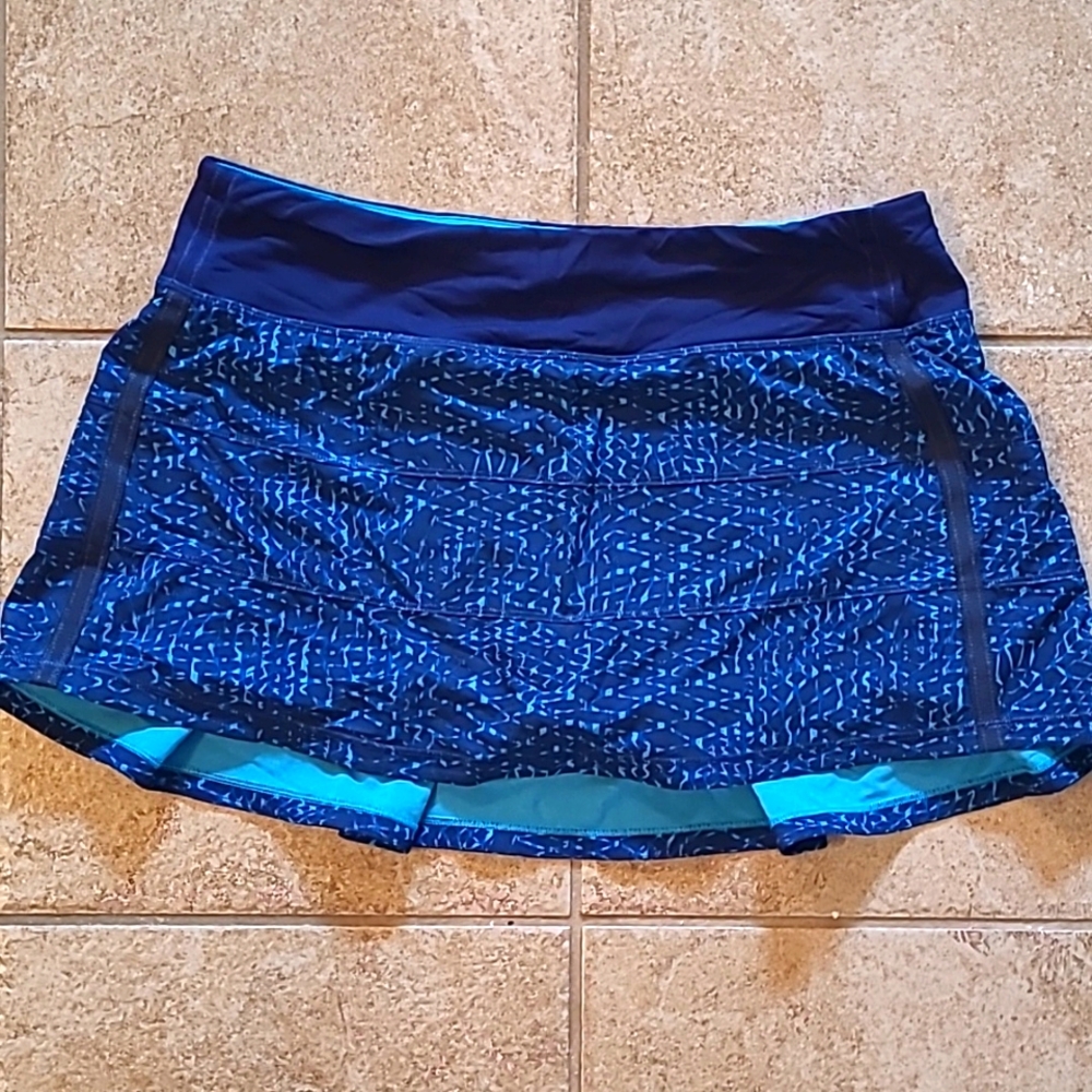 Size 8 blue lululemon pace setter running skirt